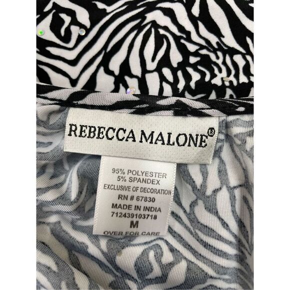Rebecca Malone Black and White Sparkle Blouse Size Medium - Picture 5 of 8